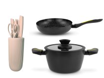 Delimano Eterna Legend Тенџере со капак, Тава за пржење и Сет ножеви