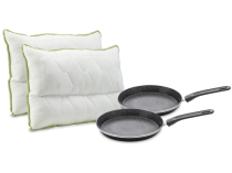 2 Stone Legend Black Тави за палачинки и 2 Aloe Vera Анатомски перници